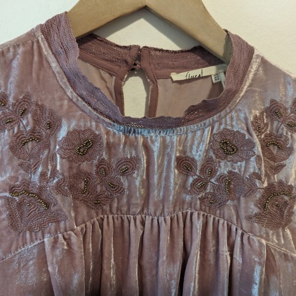 Anthropologie Floreat "Myleen" Pink Sleeveless Velvet Top - Picture 4 of 11